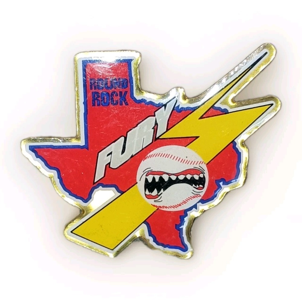 VTG Texas Fury Round Rock Baseball Lapel Pin Pinback Dragonaire Pins Red Yellow